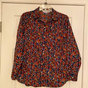 OLD NAVY BUTTON DOWN SHIRT-The Classic Shirt in Navy/Orange/Red Plaid Size M